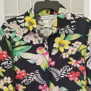 Diane Gilman linen tropical print tunic/duster, M